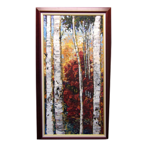Maya Eventov Aspen Trees Original Acrylic Painting on Canvas Custom Framed Art