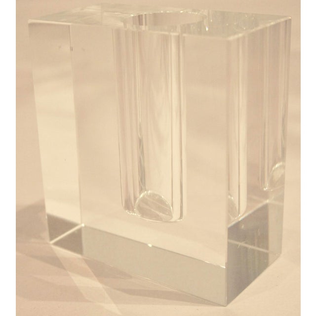Clear Glass Block Modernist Bud Vase Chairish