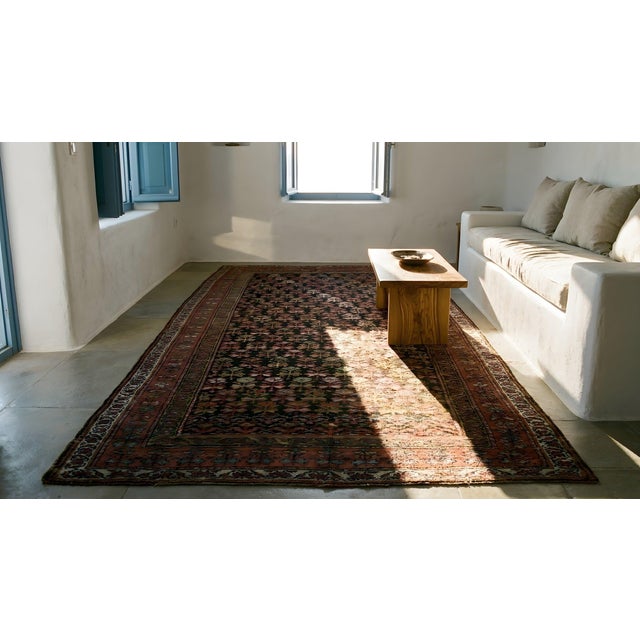 Brown 1930s Brown Geometric Antique Persian Kurdish Rug 5' X 10'6" Handknotted Wool Carpet For Sale - Image 8 of 8