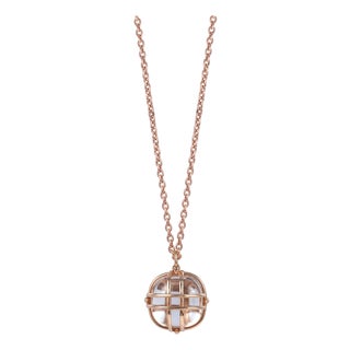 Rock Crystal Square Tumbled Cage Pendant For Sale