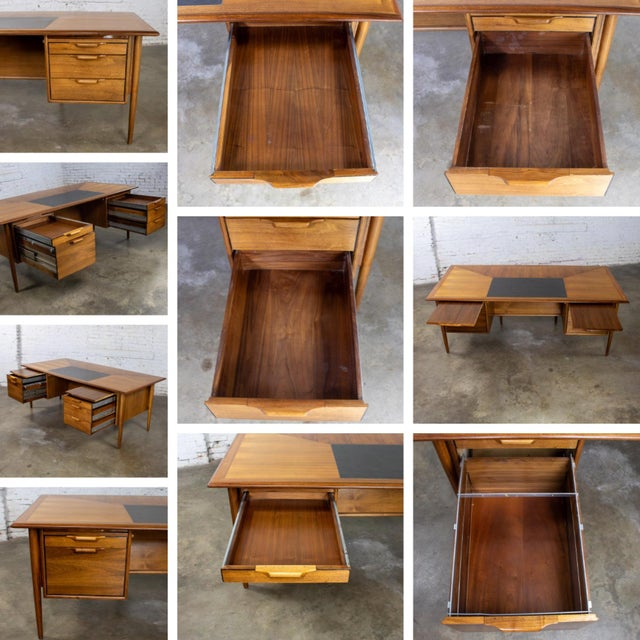 Mid-20th Century MCM Alma Castilian Series Walnut Credenza & Executive Desk W/Leather Work Surface For Sale - Image 13 of 18