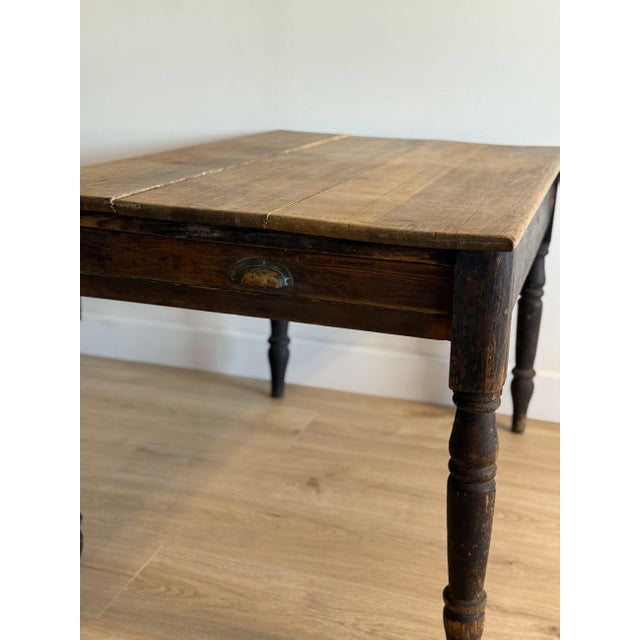 Wood Antique English Table with Drawer For Sale - Image 7 of 8