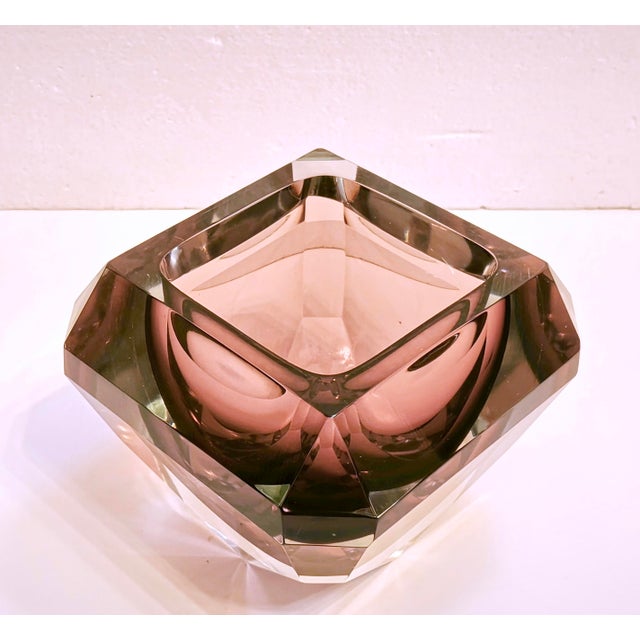 Vintage Murano Sommerso Diamond Bowl attributed to Alessandro Mandruzzato, Italy, 1970s For Sale - Image 10 of 18