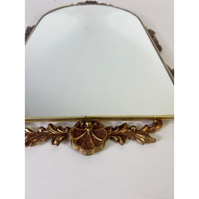 Italian Ornate Brass Framed Wall Mirror, 1960s For Sale - Image 3 of 8