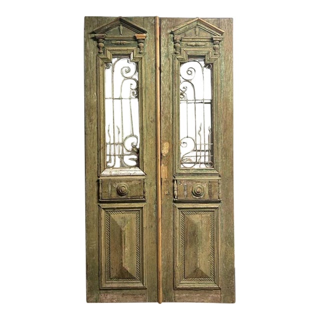 Late 19th Century Double French Doors With Metal/Glass - A Pair For Sale