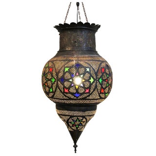 Antique Moroccan Bronze Lantern For Sale