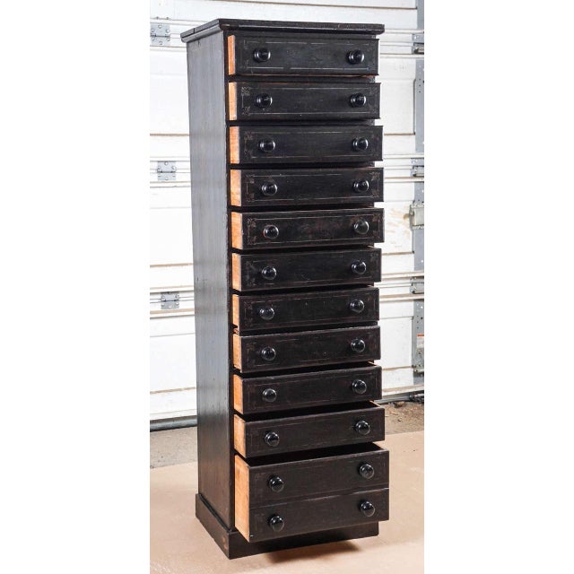 Victorian English Painted Pine Eleven-Drawer Tall Chest For Sale - Image 3 of 9