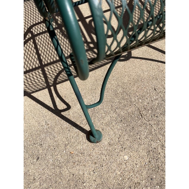 Green 1990s Woodard Style Spring Rocker Bounce Chairs with Wrought Iron Side Table, 3 Pieces For Sale - Image 8 of 9