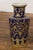 Vintage Dark Blue & Gold Vases with Intricate Design - A Pair For Sale - Image 4 of 12