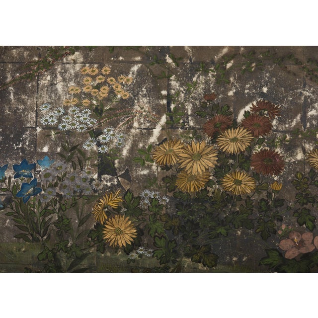 Wood Japanese Meiji Two Panel Screen Flowering Autumn Plants For Sale - Image 7 of 12