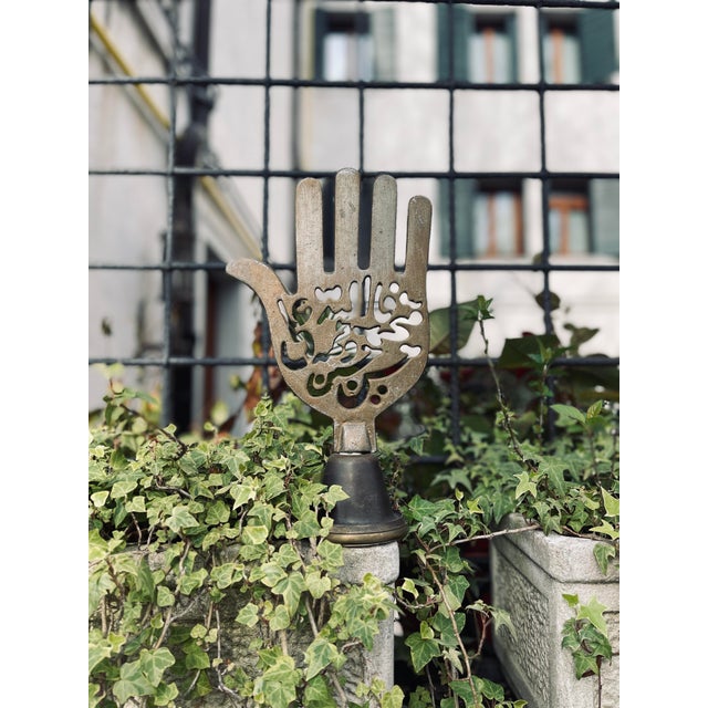 Wonderful, large, sculptural, hand of Fatima, made of A metal that has a painted or lacquered surface, it has mellowed...