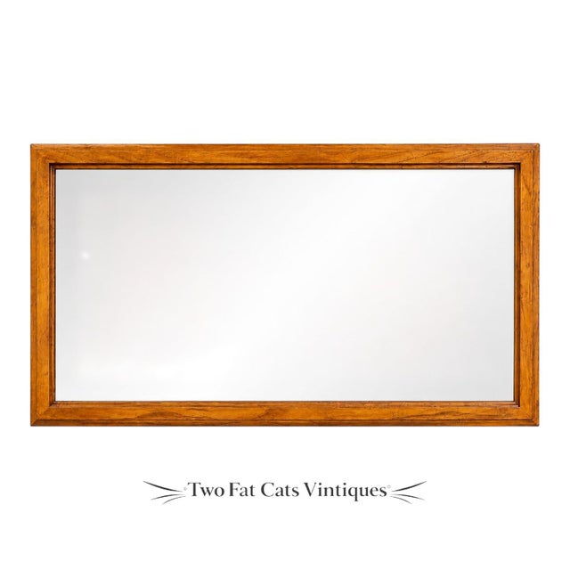 Drexel Heritage Drexel "Consensus" Collection | Solid Pecan Wood Wall Mirror | Large 45.5 X 25.5 | Mid Century Modern | Vintage For Sale - Image 4 of 10