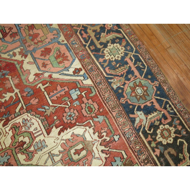 Zabihi Collection Large Antique Persian Square Heriz Rug - 8'6" x 9'2" For Sale - Image 12 of 12