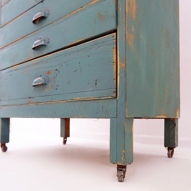 Industrial Pine Workshop Cabinet with 12 Drawers, 1940 For Sale - Image 11 of 14