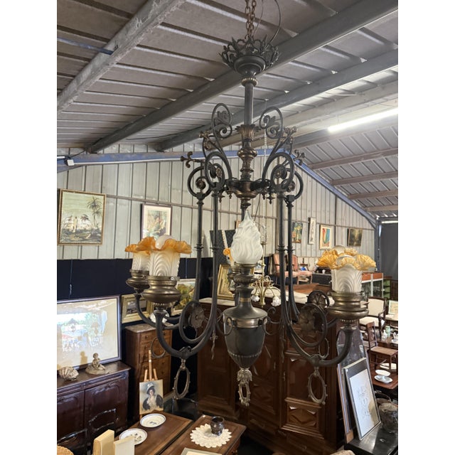 Black Napoleon III 6-Light Chandelier For Sale - Image 8 of 11