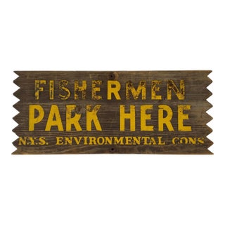 Vintage Fisherman Park Here Sign For Sale