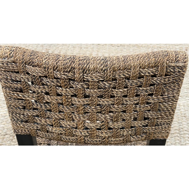4 Palecek Blackened Pananawood & Woven Seagrass Dining Chairs, Late 20th Century For Sale - Image 14 of 17