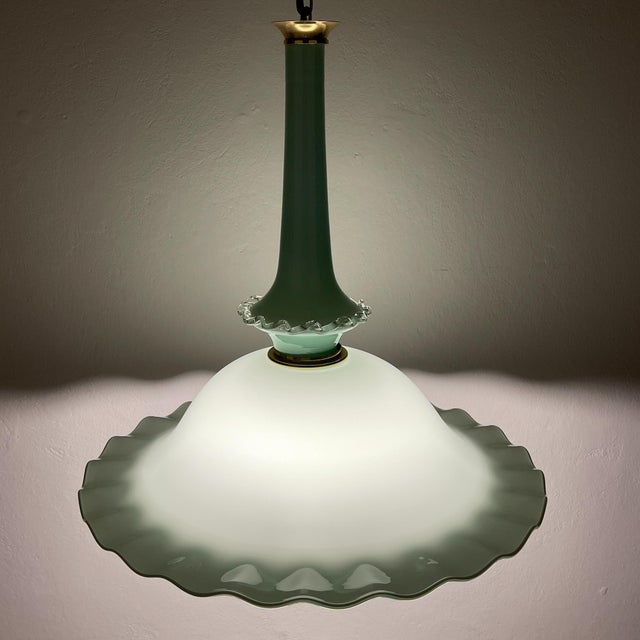 1970s Vintage Murano Glass Pendant Lamp attributed Venini, Italy, 1970s For Sale - Image 5 of 18