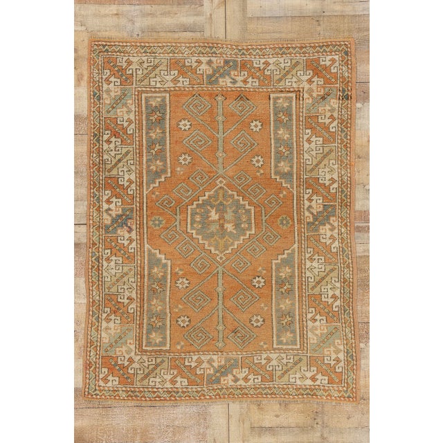 Vintage Orange Turkish Oushak Rug - 04'04 X 05'08. For Sale - Image 9 of 9