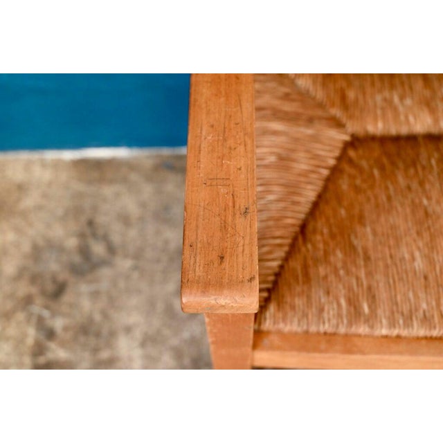 1970s Brutalist French Armchairs in Elm and Straw, 1970s, Set of 3 For Sale - Image 5 of 17