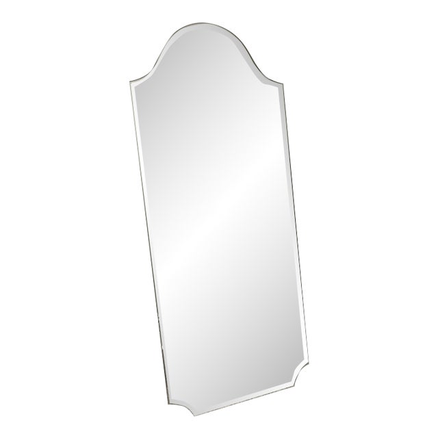 Pottery Barn Frameless Beveled Mirror With Antiqued Patina For Sale