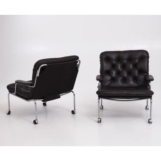 Armchairs in Leather and Chromed Steel, 1960s, Set of 2 For Sale - Image 8 of 9