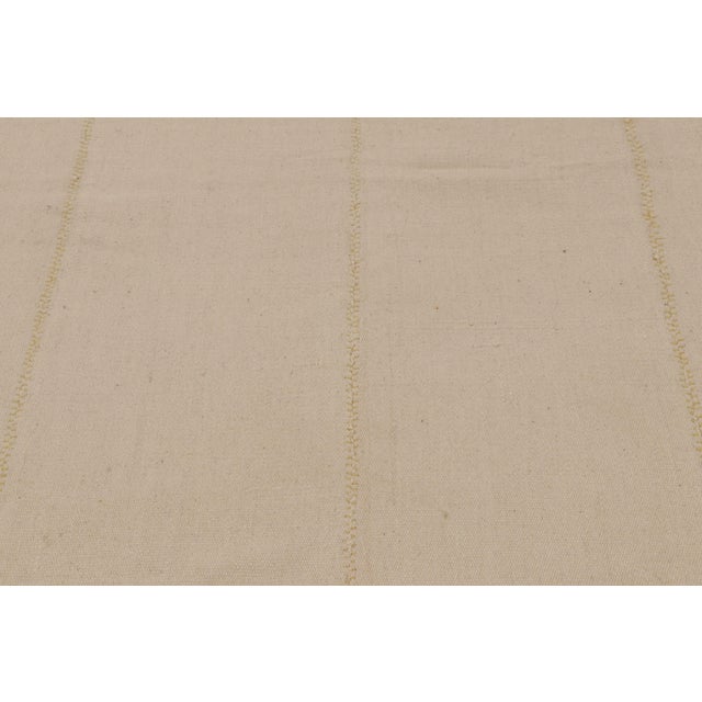 Rug & Kilim’s Contemporary Kilim in Beige and Cream Textural Stripes For Sale In New York - Image 6 of 10