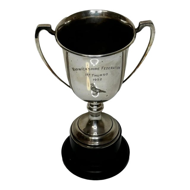 British Sheffield Silver Plate Warwickshire Pigeon Thurso 1st Racing Trophy Winner Cup, Dated 1952 For Sale