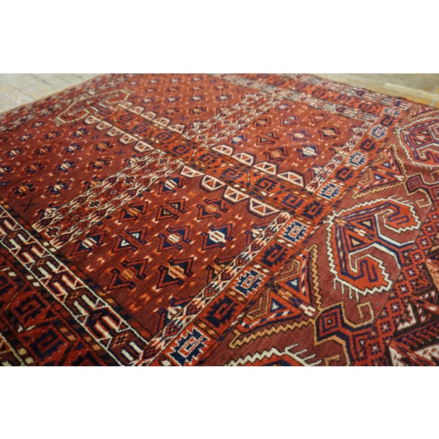 Persian 19th Century Turkmen Engsi Carpet ( 4 7" x 5'2" - 140 x 157 ) For Sale - Image 3 of 12