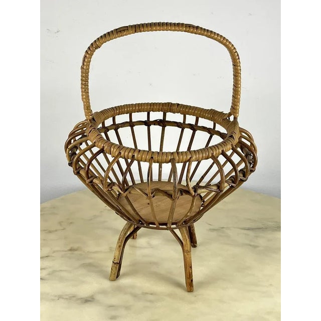 Mid-Century Modern Bamboo Basket, Italy, 1960s For Sale - Image 3 of 9
