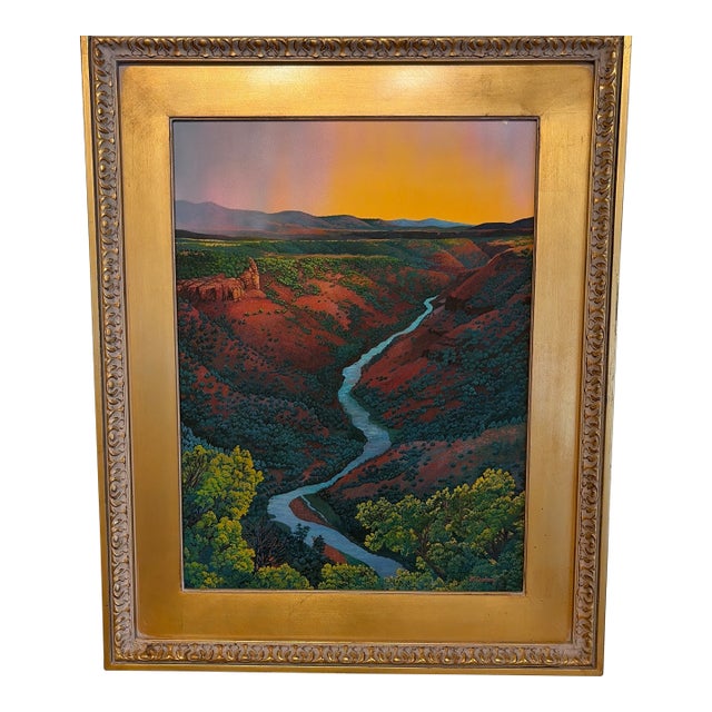 Joanna Overkamp Southwestern Gouache Painting, “Beneath the Setting Sun” For Sale
