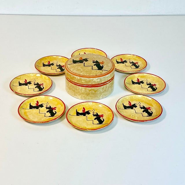 1950s Vintage Boho Chic Scottish Terrier Coasters - Set of 9. For Sale - Image 9 of 13