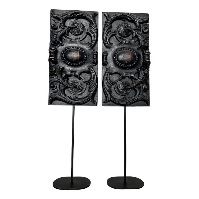 Vintage Wood Sculptures, 1890s, Set of 2 For Sale