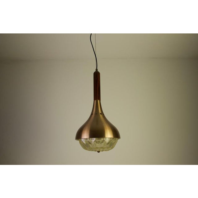 Metal Mid-Century Modern Copper and Acrylic Glass Hanging Lamp, Italy, 1960s For Sale - Image 7 of 11