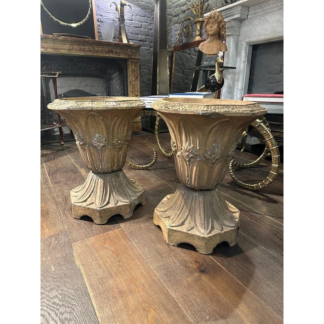 Antique Buff Terracotta English Urns, 1880, Set of 2 For Sale - Image 16 of 18