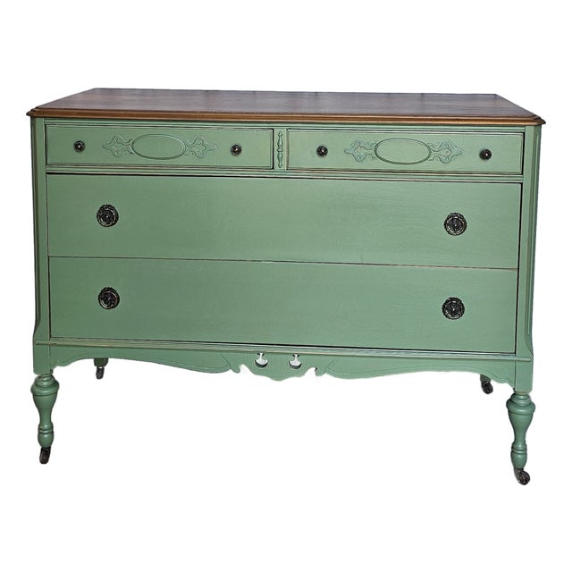 Vintage Green Dresser, 1930, Boho, Eclectic Style For Sale