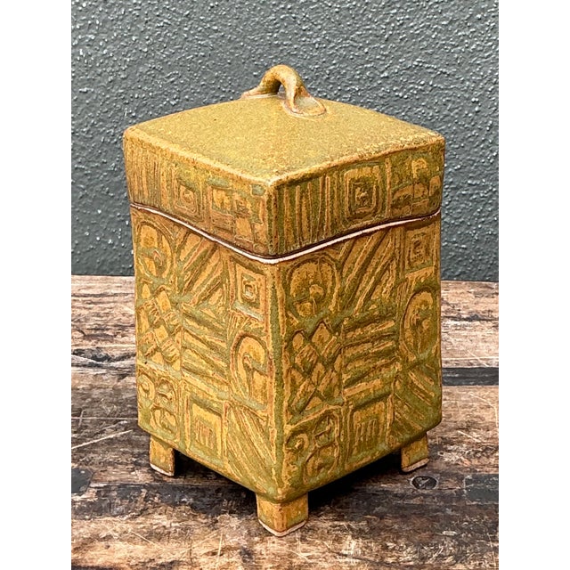 Vintage Textured Ceramic Lidded Box For Sale - Image 4 of 13