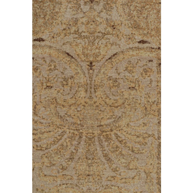 2010s Rug & Kilim’s Distressed European Rug in Beige-Brown & Gold Floral Pattern For Sale - Image 5 of 7