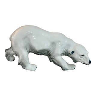 German Porcelain Polar Bear Statue For Sale