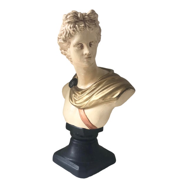 Painted Greek Figurine Apollo Bust For Sale
