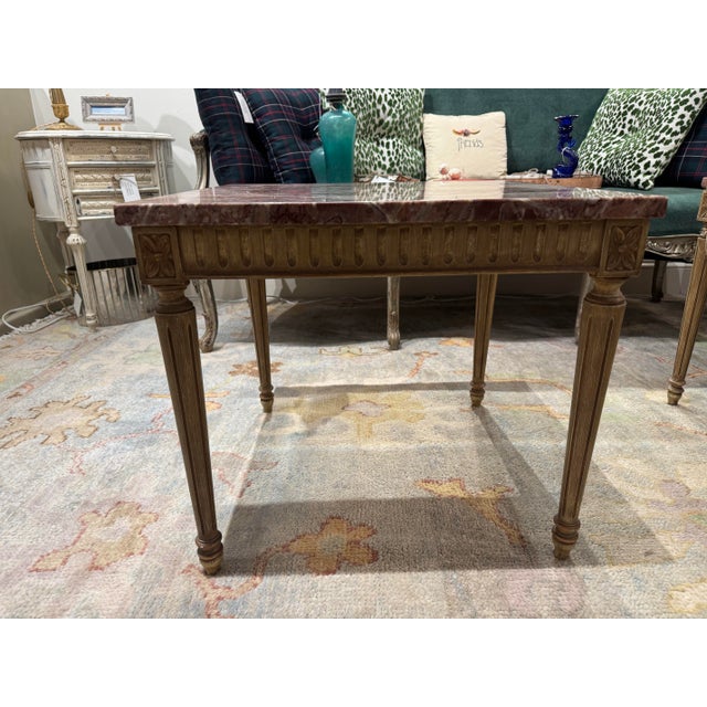 Mid 20th Century Mid 20th Century Vintage Louis XVI Style Marble Top Side Table For Sale - Image 5 of 7