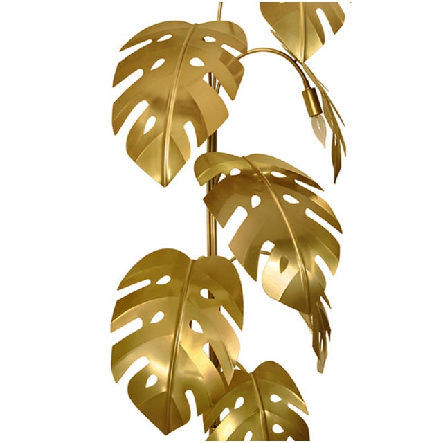 Metal Matthew Izzo Home Iggy Antique Brass Monstera Tree Floor Lamp For Sale - Image 7 of 8