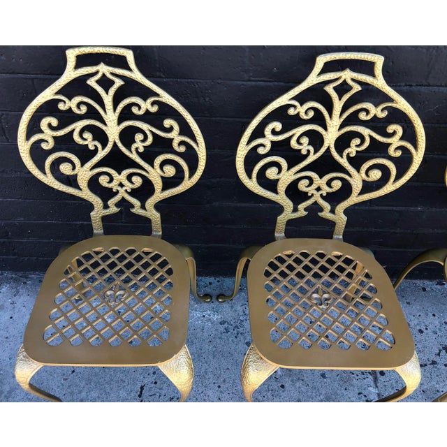 1960s Set of 4 Gold Leafed Thinline Mfg Dining Chairs For Sale - Image 5 of 10