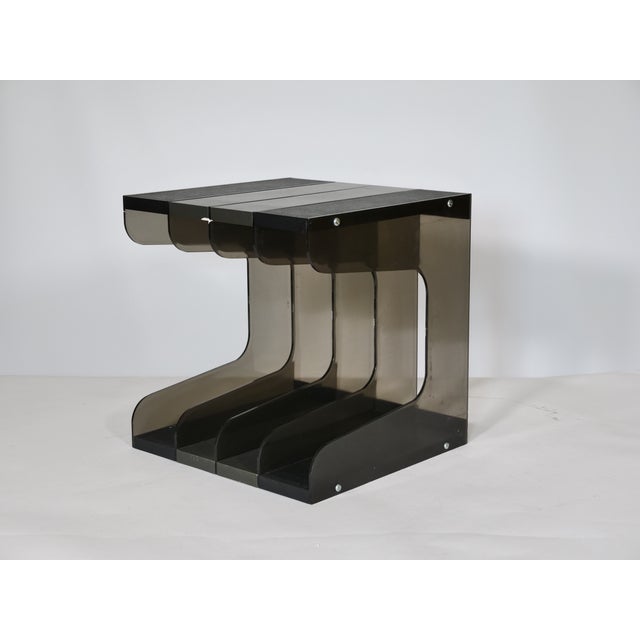 Space Age Vinyl Stand in Smoked Acrylic Glass, 1970s For Sale - Image 16 of 16