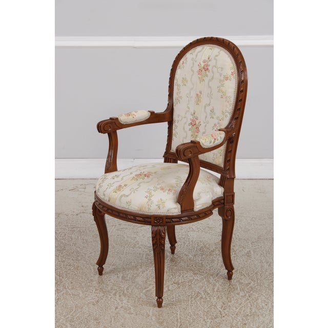 Set of 8 French Louis XIV Style Upholstered Dining Room Chairs For Sale - Image 4 of 18