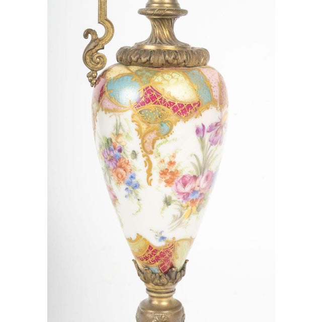 Painted and Enamelled Porcelain and Bronze Ewer, 19th Century For Sale - Image 3 of 9
