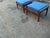 Blue Mid Century Ottomans With Walnut Finish For Sale - Image 8 of 12