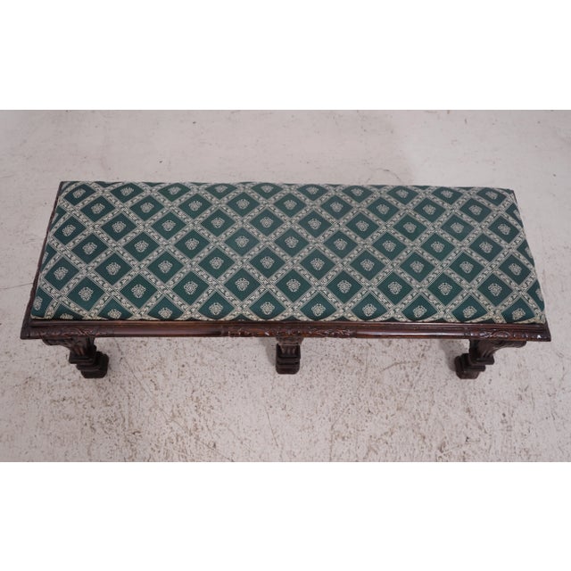 Traditional Ornately Carved 6 Leg Revival Style Window Bench For Sale - Image 3 of 12
