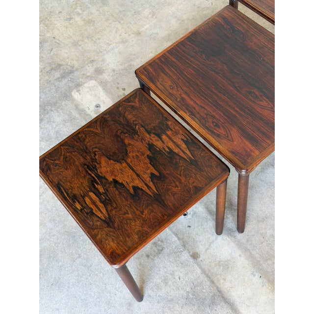 1960s Rosewood Stacking Nesting Tables Three Piece Set Denmark Vintage 1960s For Sale - Image 5 of 10