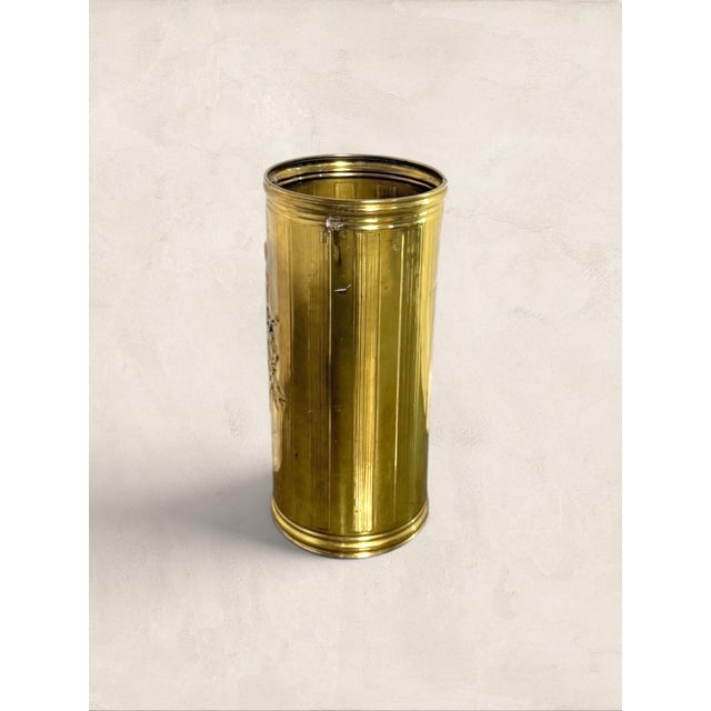 Vintage English Brass Embossed Umbrella Stand For Sale - Image 4 of 9